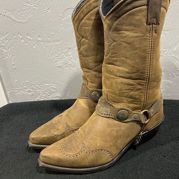 🔥🔥 Brown ABILENE SAGE Soft Leather Snip Toe Chain Western Boots - EXCELLENT - Picture 6 of 13